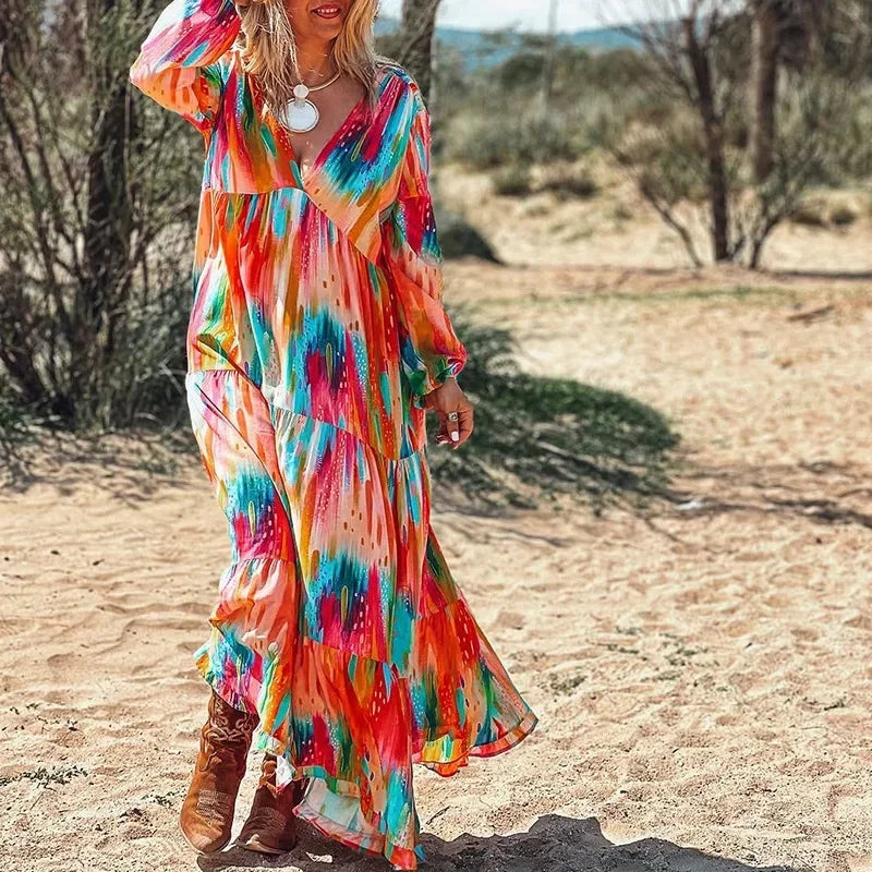 Lumaya™ Dress with Artistic Print and Free-Flow Movement