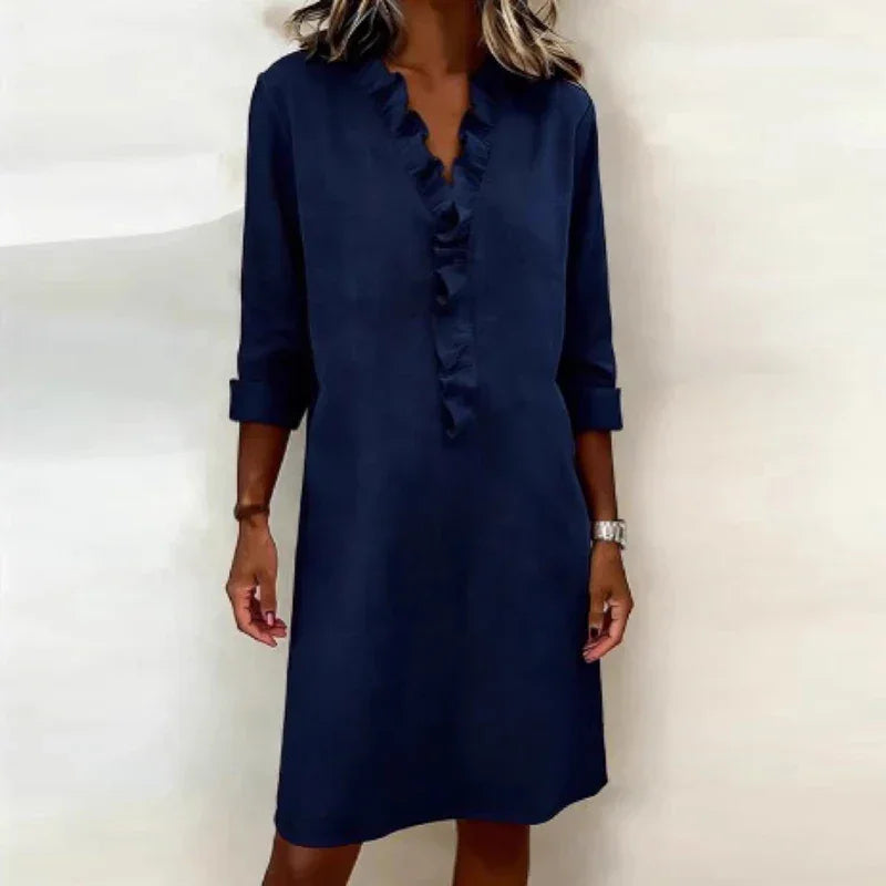 Calyra™ Dress with Ruffles at the Neckline and an Elegant Silhouette