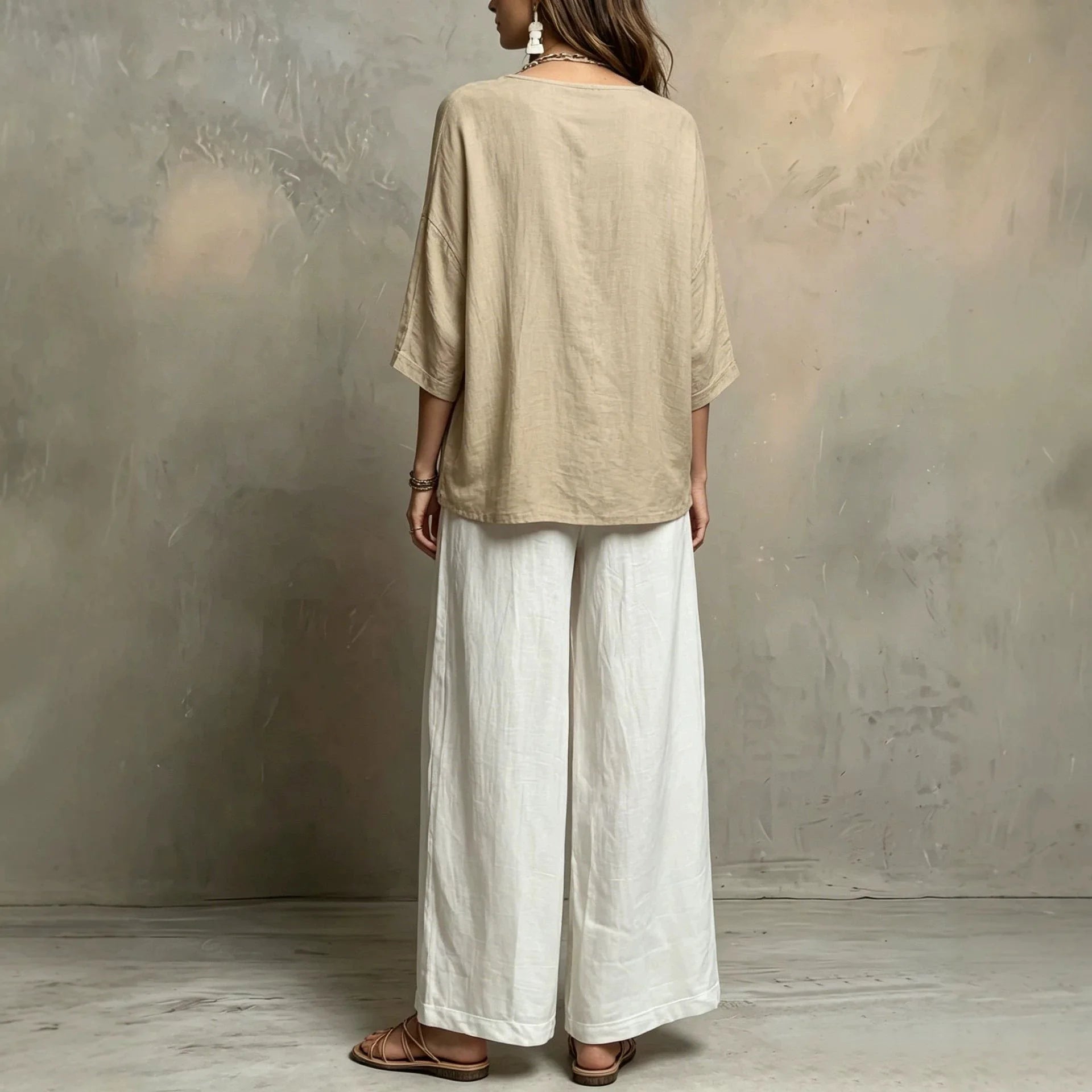 Set Lurea™ with Cotton Linen, Wide-Leg Pants and Flowy Drape