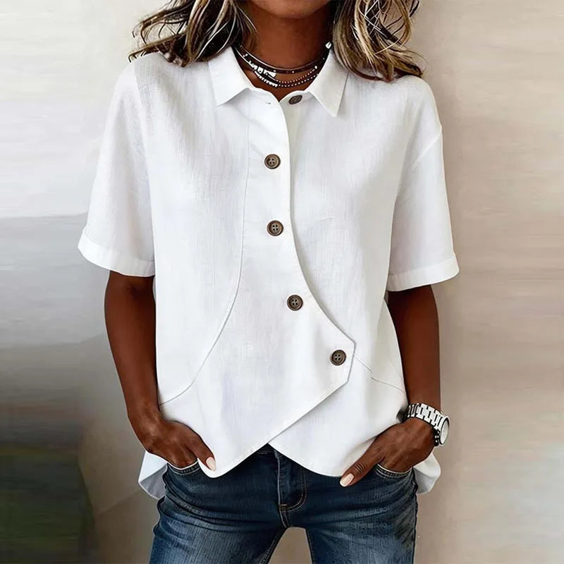 Celisse™ Blouse With Asymmetrical Cut And Front Buttons