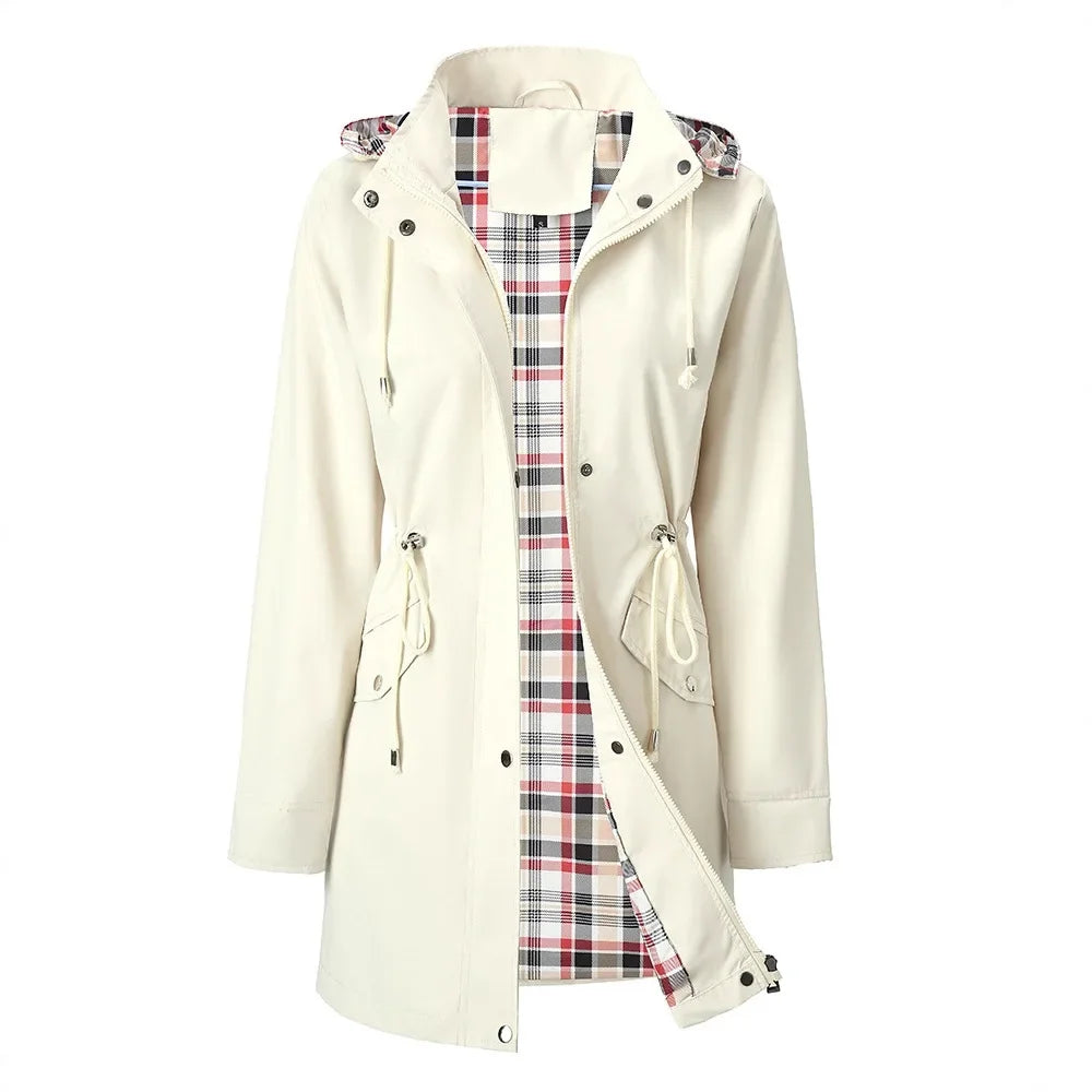 Bellavine™ Waterproof Coat with Checkered Lining and Sophisticated Design