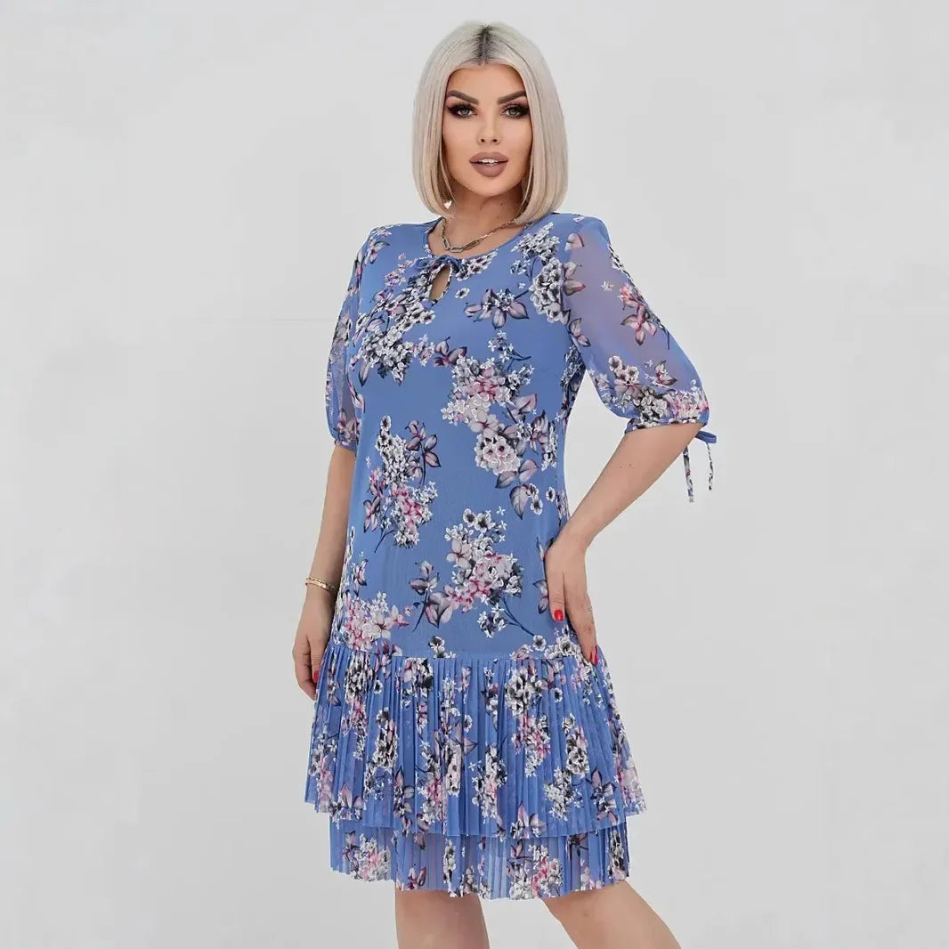 Evelyne™ Dress with a Delicate Floral Print and 3/4-Length Sleeves