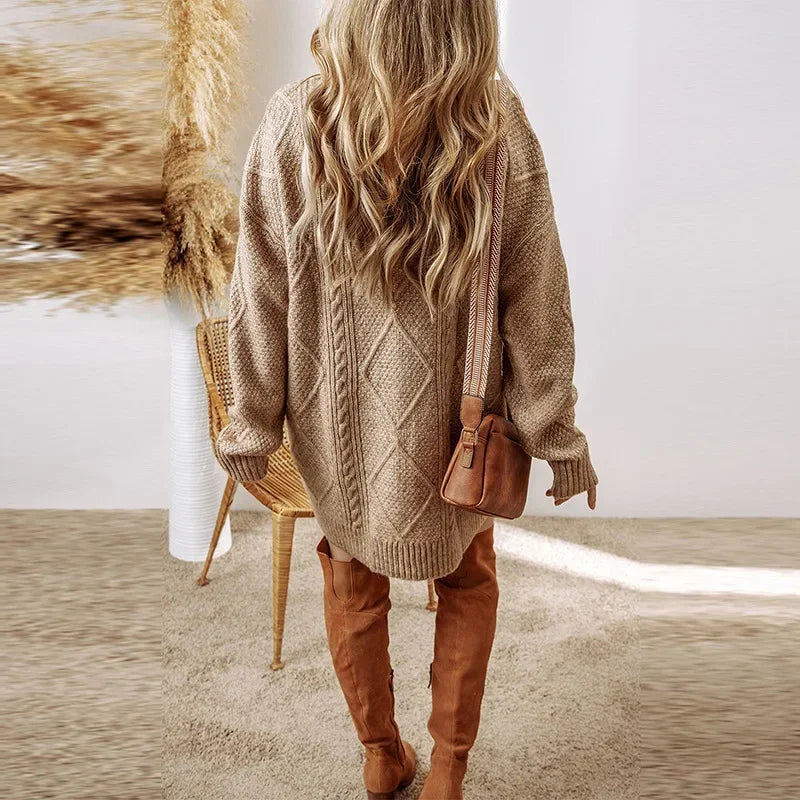 Bellmont™ Oversized Long Sweater in Hand-Knitted Fabric
