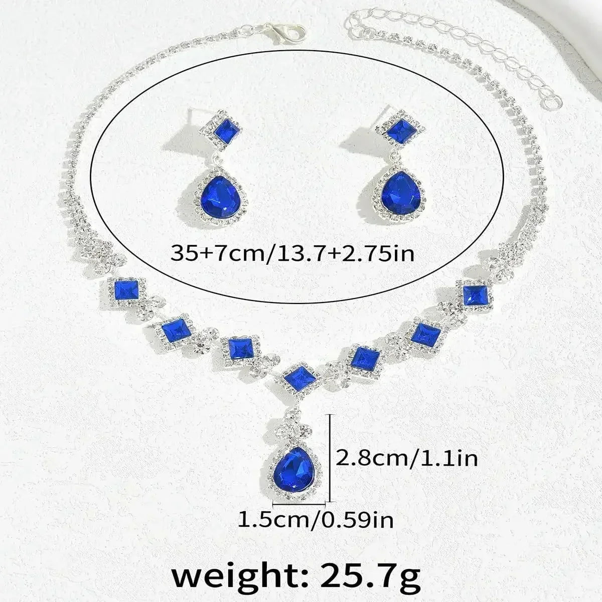 Natural Stone Gala Jewelry Set - Zirconia Necklace and Earring for Special Occasions!