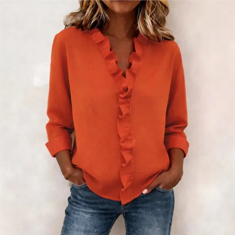 Sorelle™ Blouse with Vertical Ruffle and Timeless Style