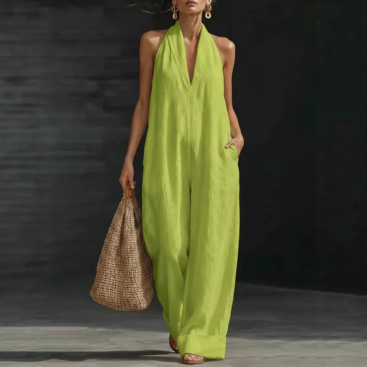 Jumpsuit Eliora™ with Halter Neck, Wide-Leg Fit and Side Pockets