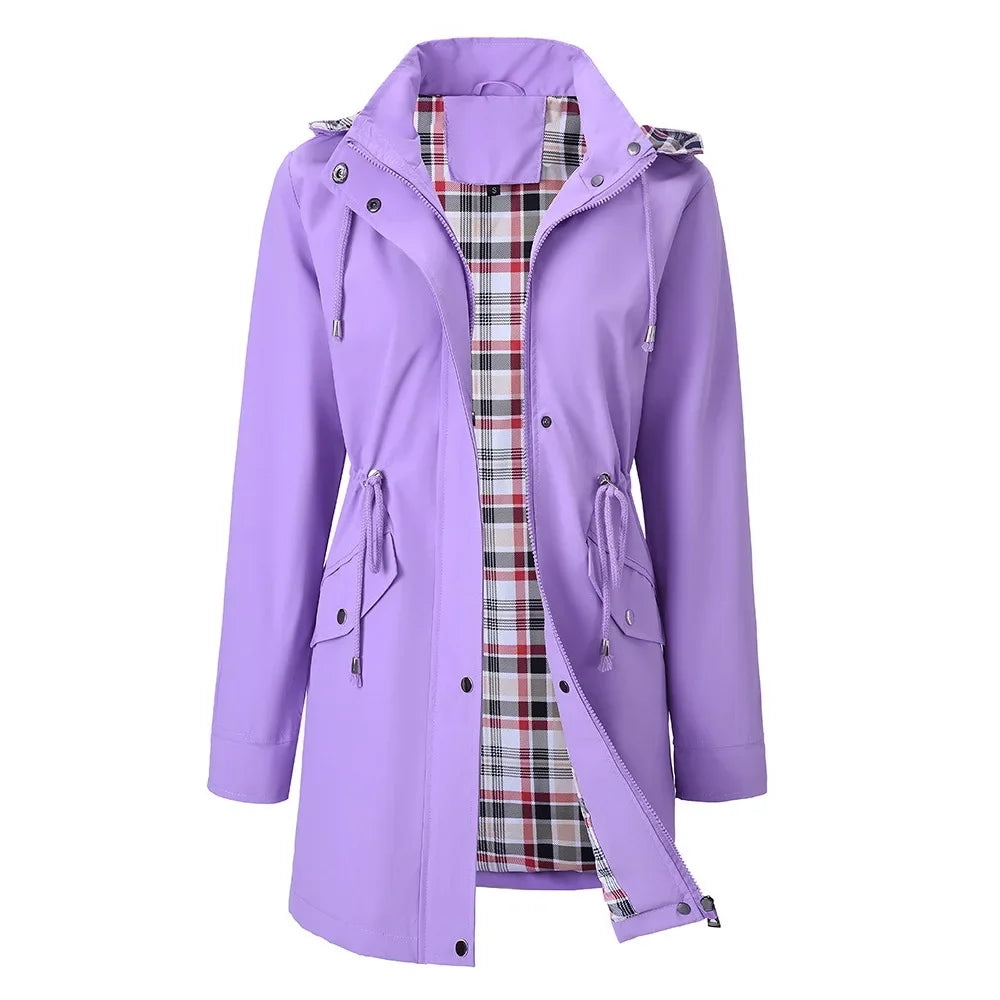 Bellavine™ Waterproof Coat with Checkered Lining and Sophisticated Design