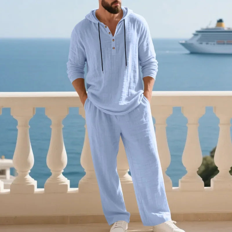 Julian™ Cotton-Linen Set with Long-Sleeve Hooded Top