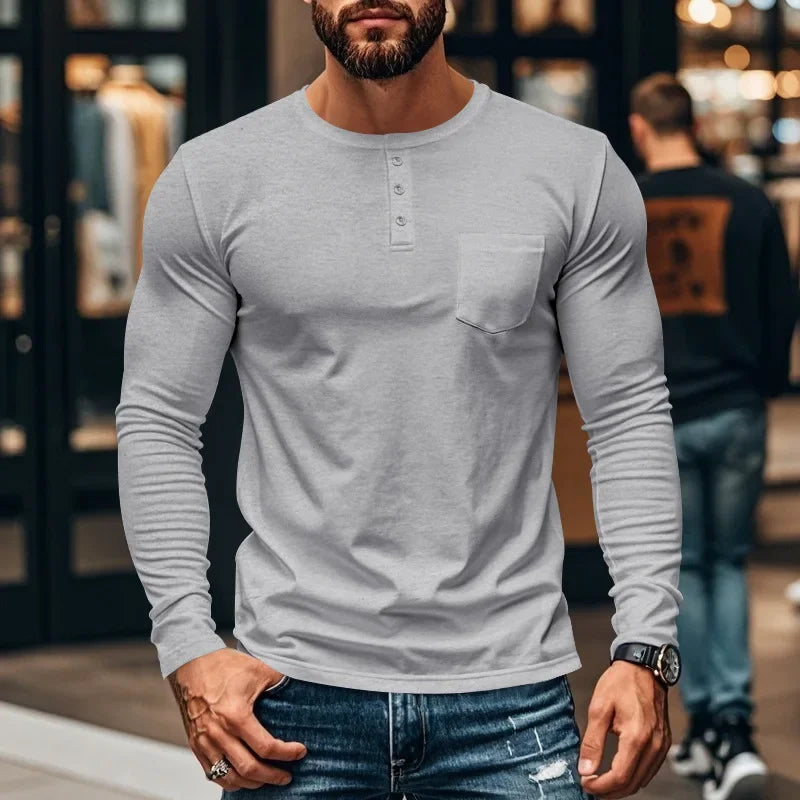 Northline™ Long Sleeve Shirt With Henley Collar and Tailored Fit