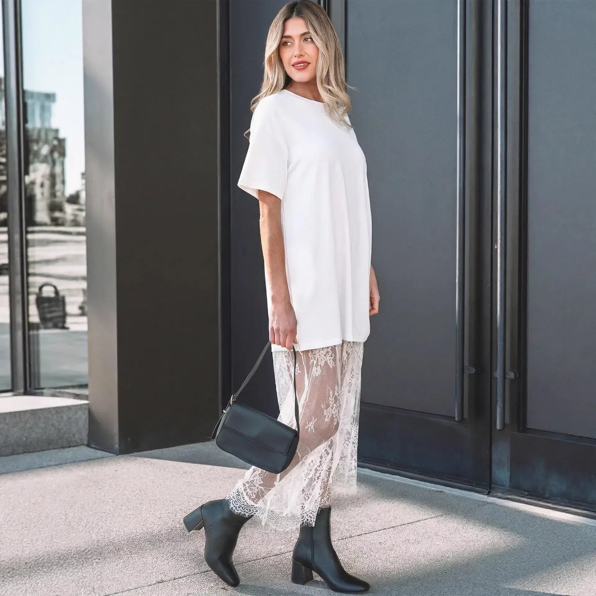 Lorient™ Maxi Dress with Sheer Lace Skirt