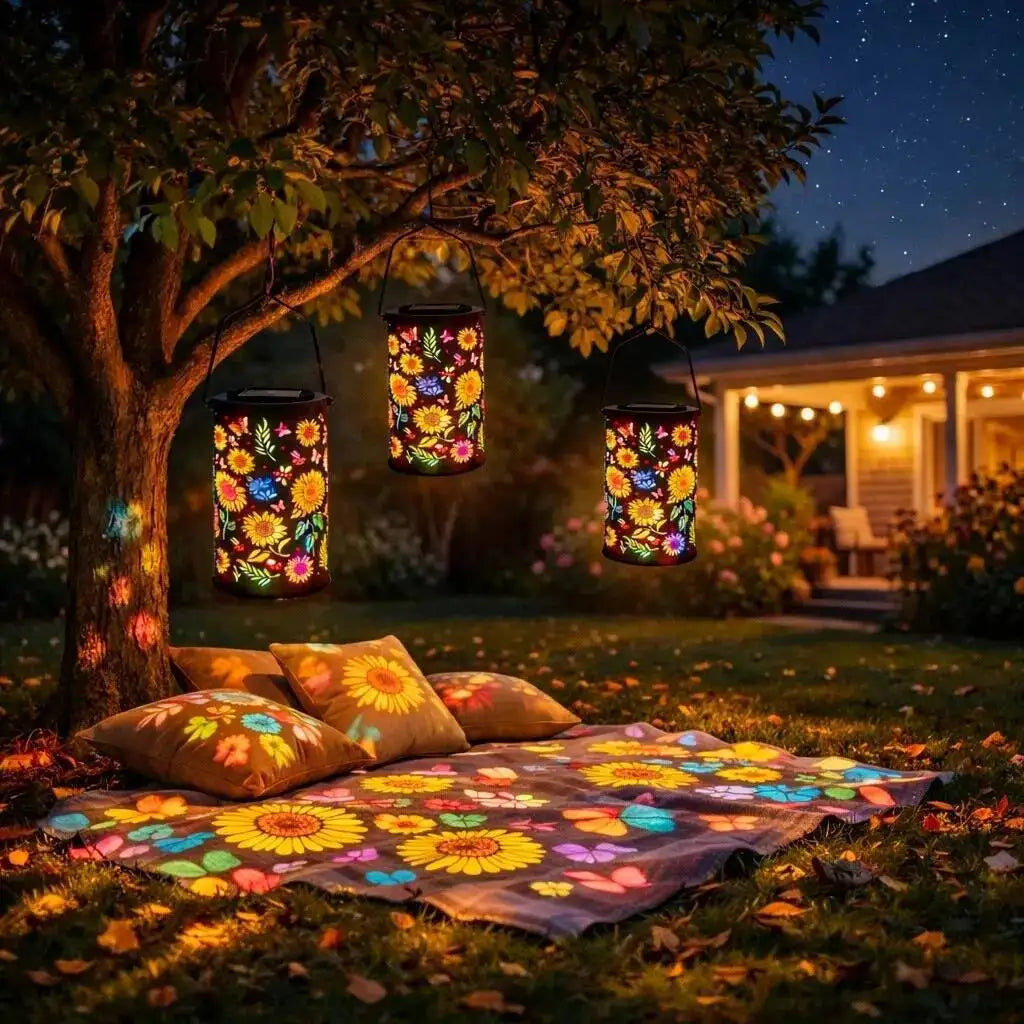 Sunshine™ Solar Lantern with Floral Projection and Water Resistance