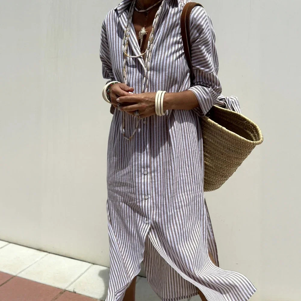 Bellavita™ Dress With Vertical Stripes and Fluid Fit