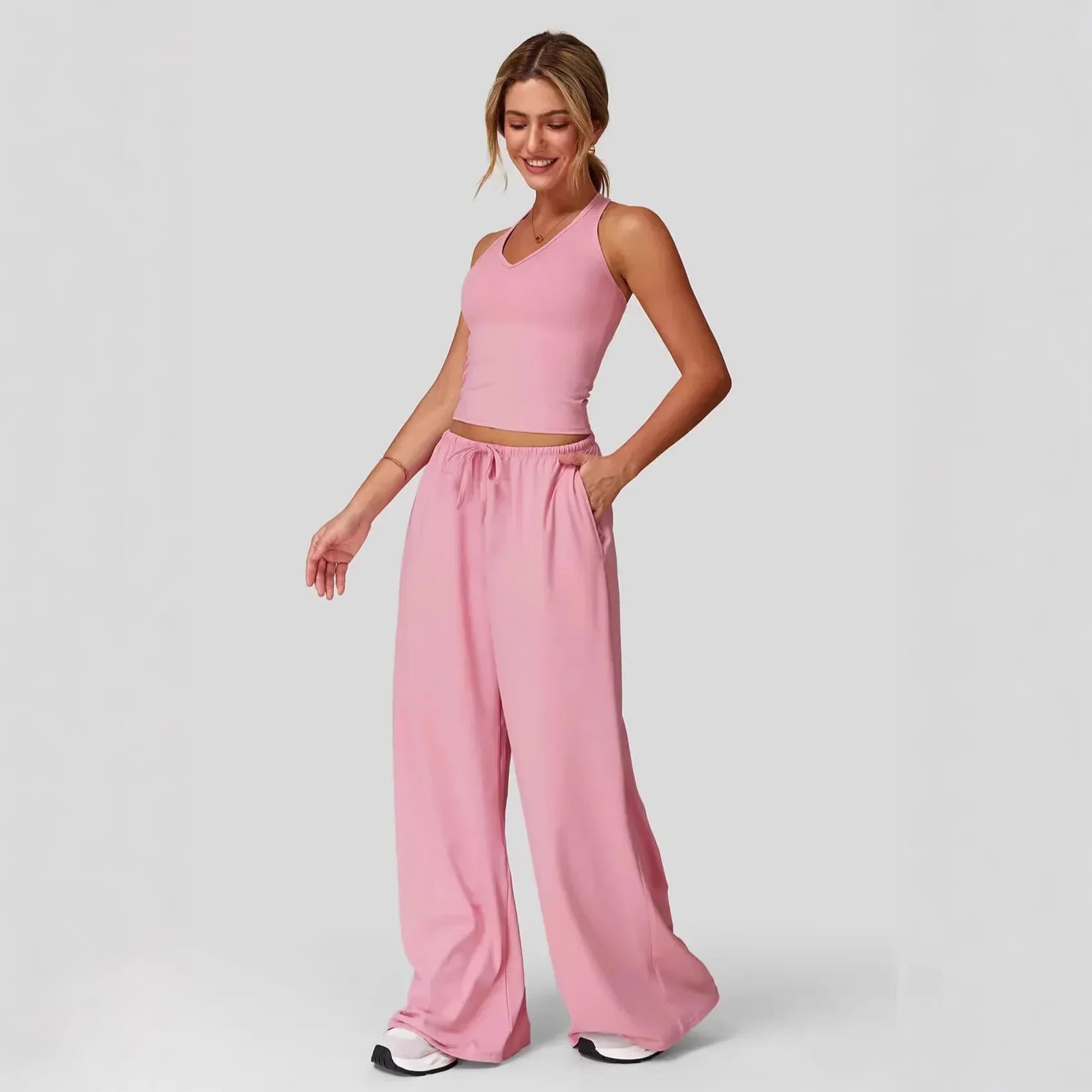 Lunary™ Set With Minimalist Top and Flowing Wide-Leg Pants