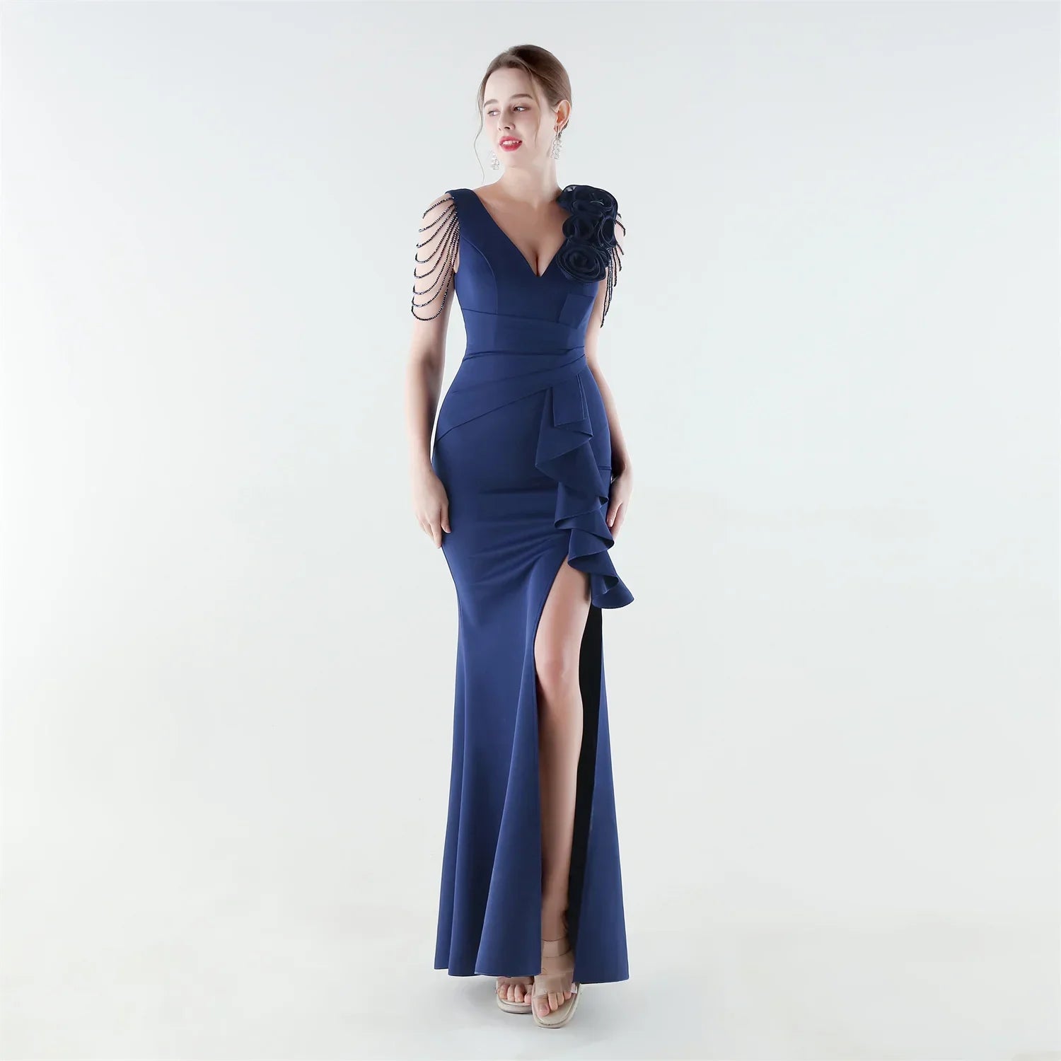 Aurielle™ Dress with Decorated Shoulder and Premium Finish