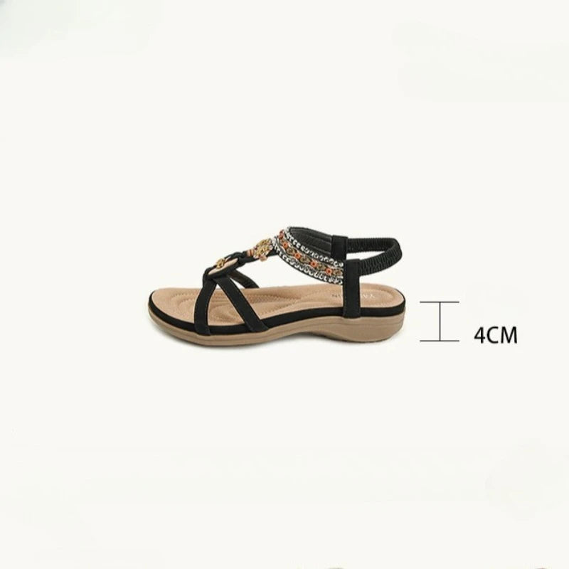 Calyana™ Sandals with Artisan Embellishments and Elastic Back Strap