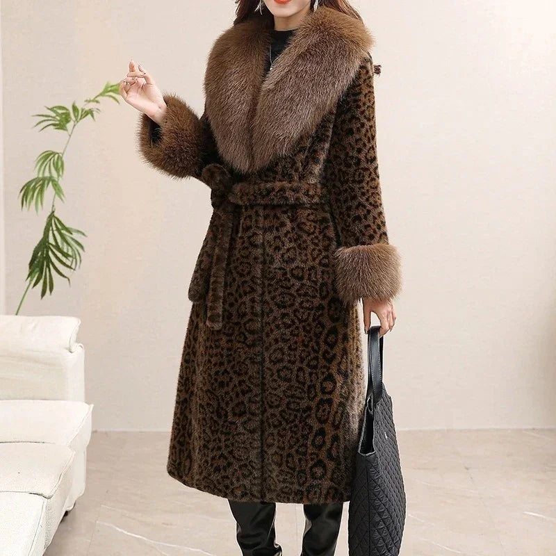 Bellarose™ Leopard Print Coat With Plush Collar