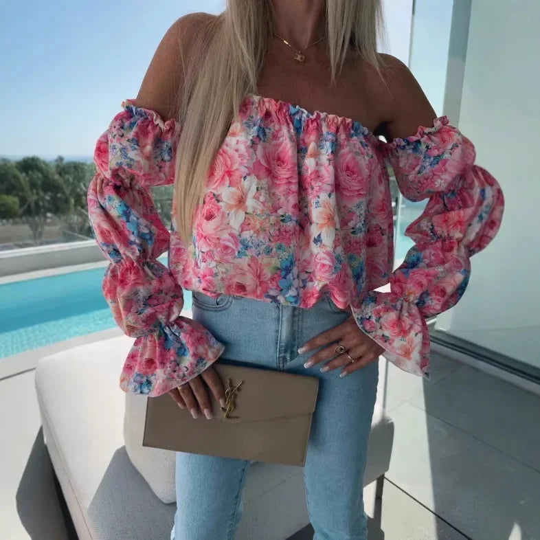 Florenze™ Off-Shoulder Blouse with Elegant Floral Design