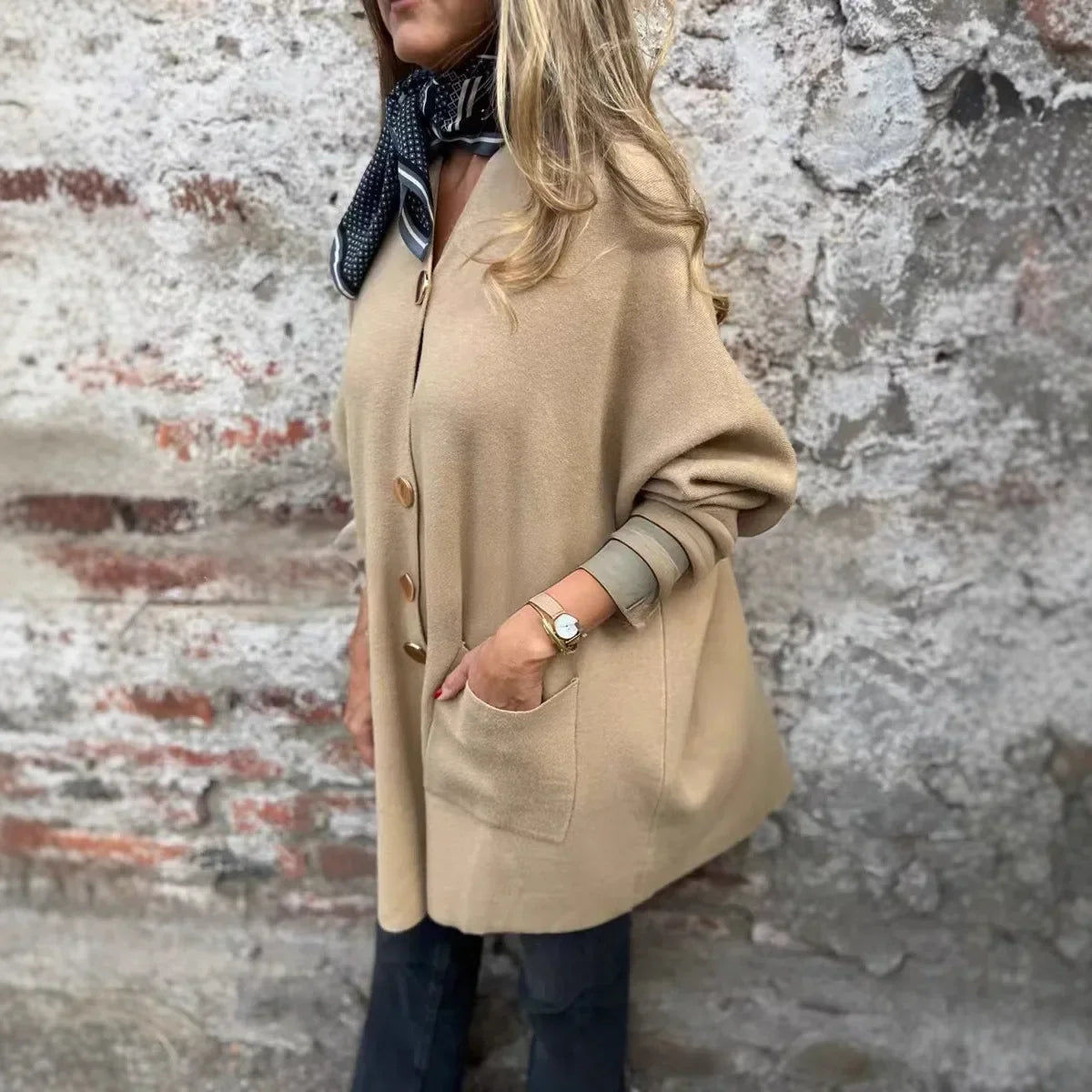 Aveline™ Cardigan in Heavyweight Knit with Gold Buttons and Front Pockets / Timeless, Versatile, and Irresistibly Chic!