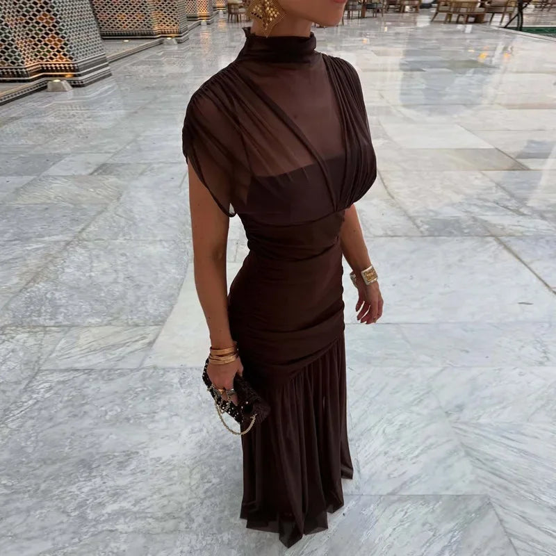 Elixire™ Dress with Sheer Tulle and Sophisticated Draping