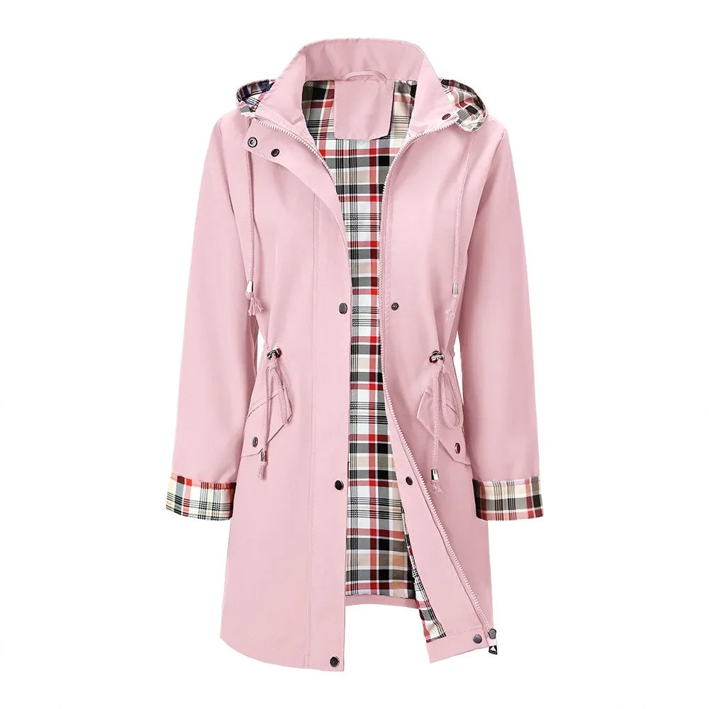 Bellavine™ Waterproof Coat with Checkered Lining and Sophisticated Design