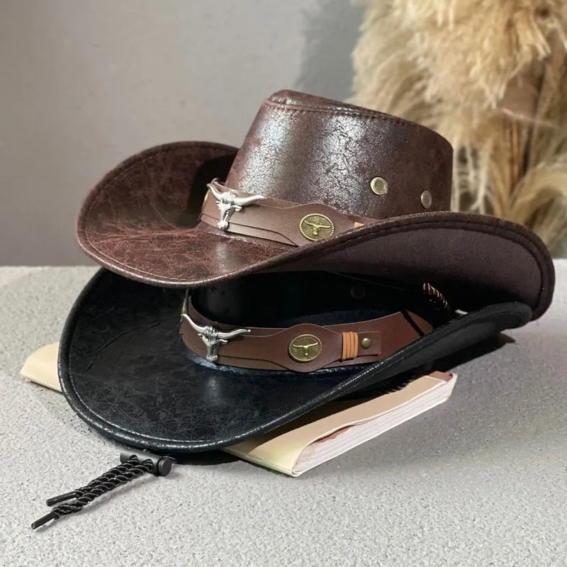 BUY 1, GET 2 FREE - Longhorn™ Premium Leather Western Cowboy Hat with Rustic Finish estados Unidos