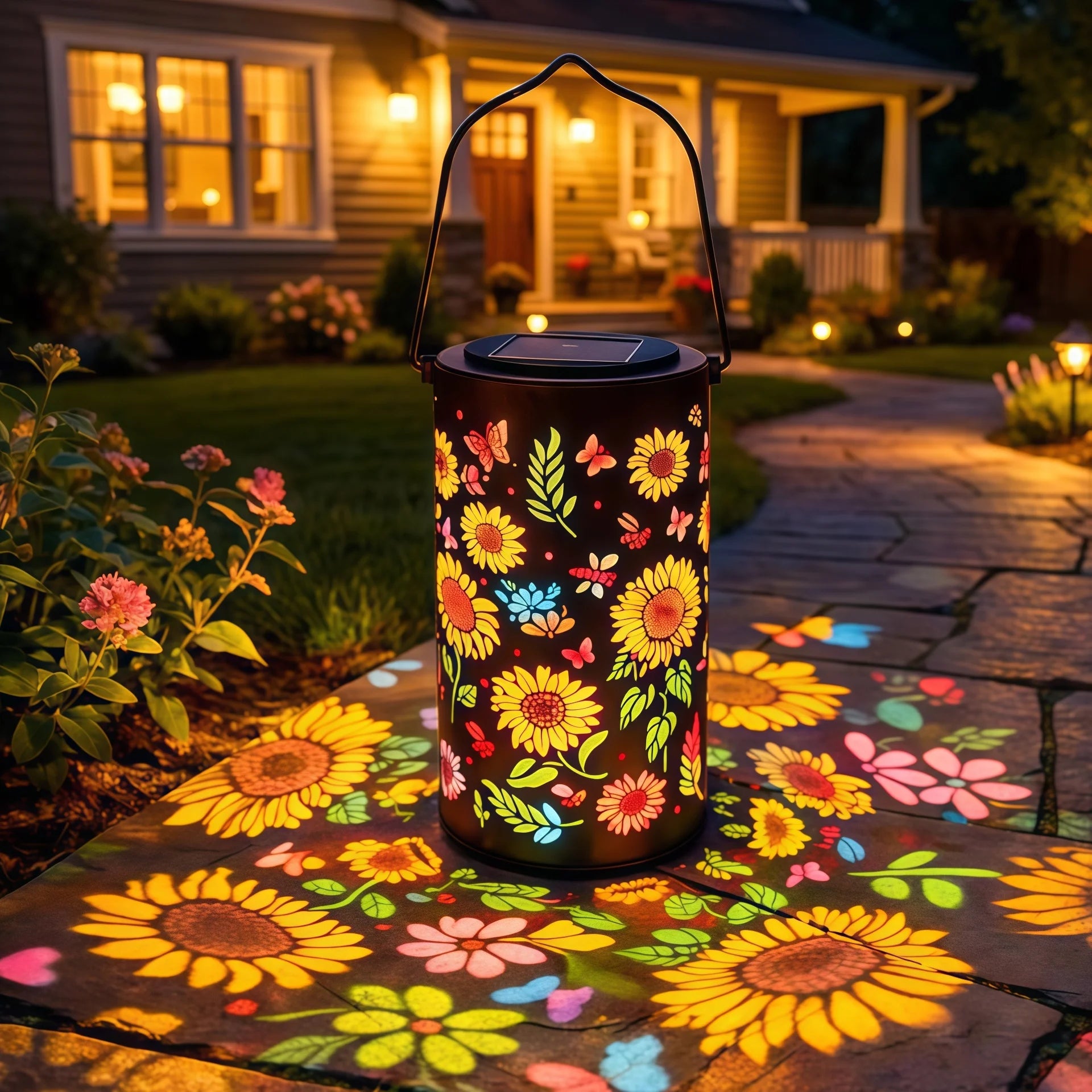 Sunshine™ Solar Lantern with Floral Projection and Water Resistance