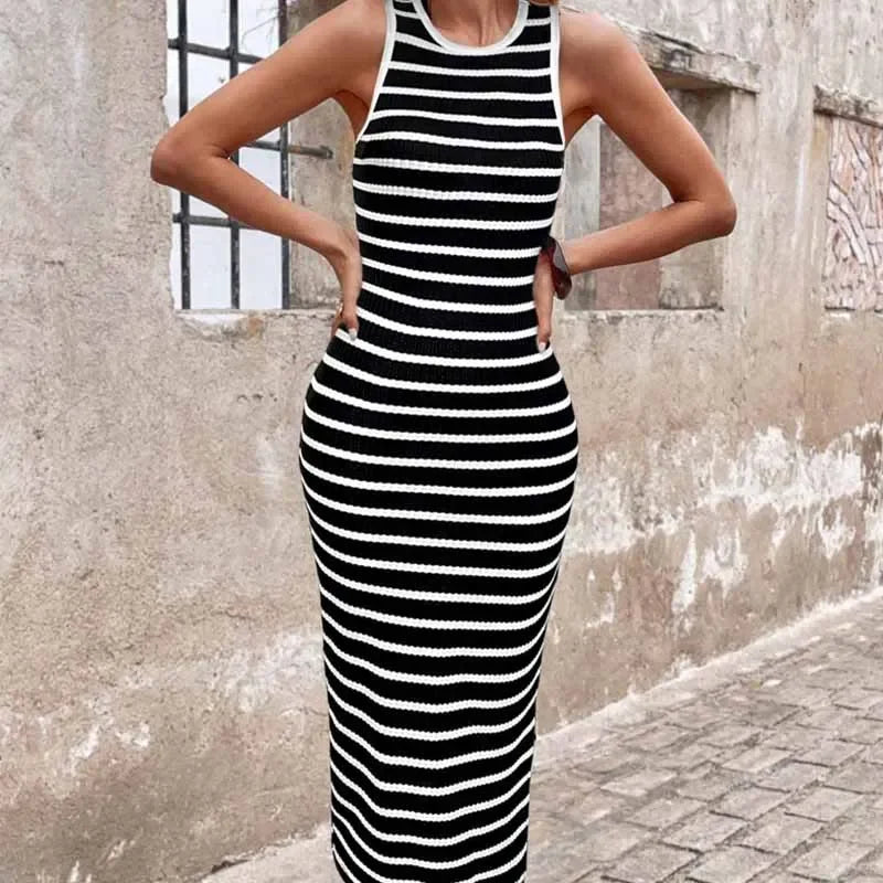 Sorella™ Dress with Timeless Stripes and Side Slit
