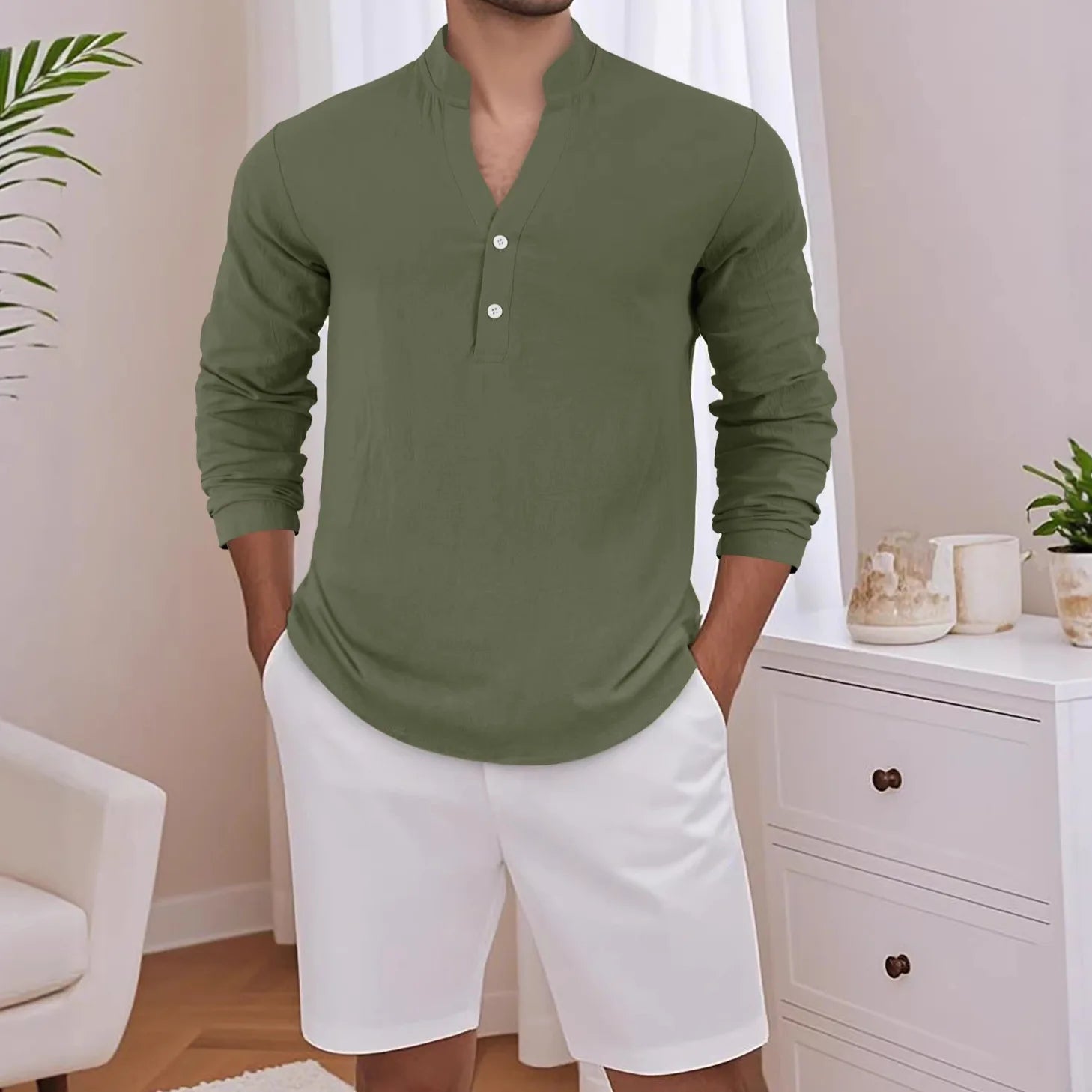 Stephan™ Cotton Linen Shirt With Minimalist Design