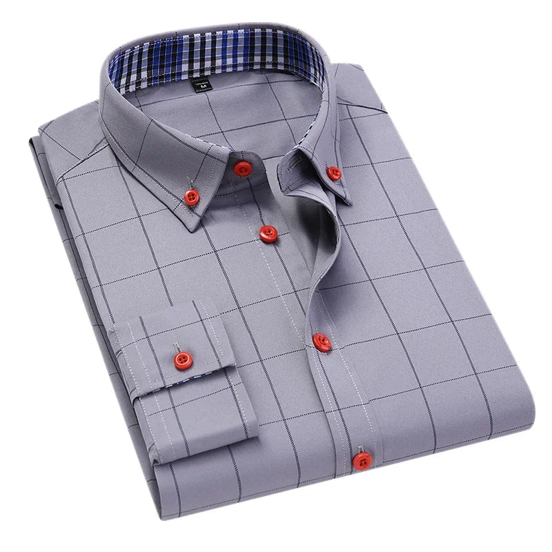 Shirt Alaric™ with Windowpane Pattern, Button-Down Collar and Contrast Buttons