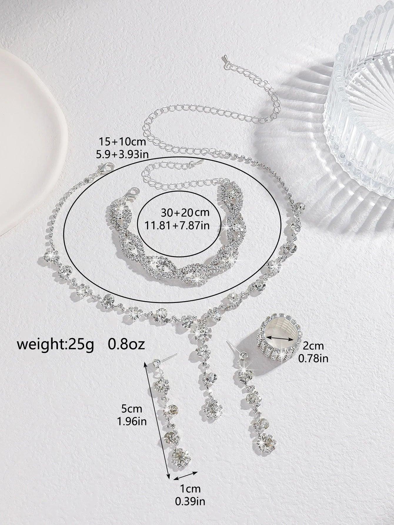 Dahlia Grace™ 4-Piece Crystal Jewelry Ensemble / The Essence of Modern Femininity