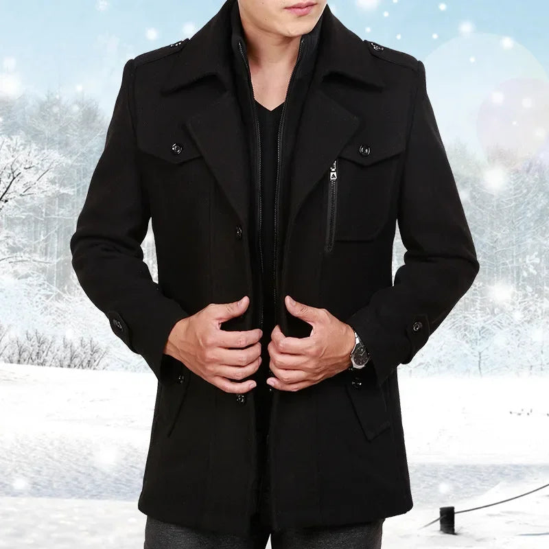 Arthur™ Premium Boiled Wool Coat with Inner Stand Collar and Zipper
