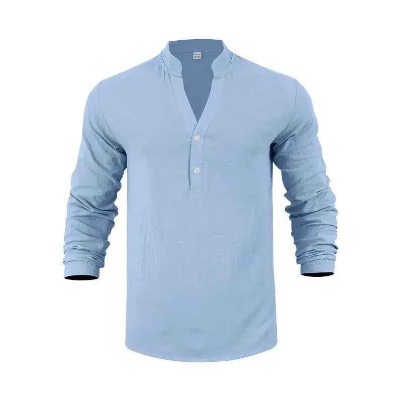 Orvian™ Shirt in Premium Linen with Minimalist Henley Collar