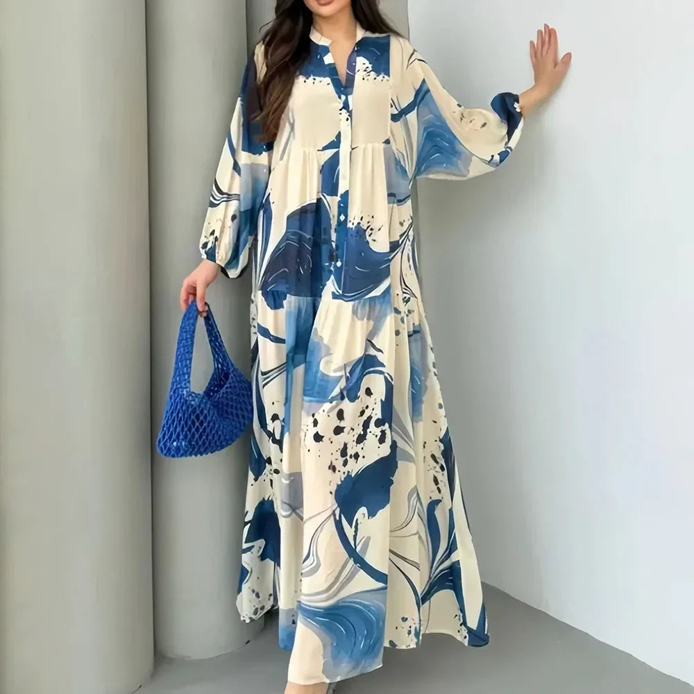 Yumi™ Maxi Dress in Premium Viscose with Front Button Closure