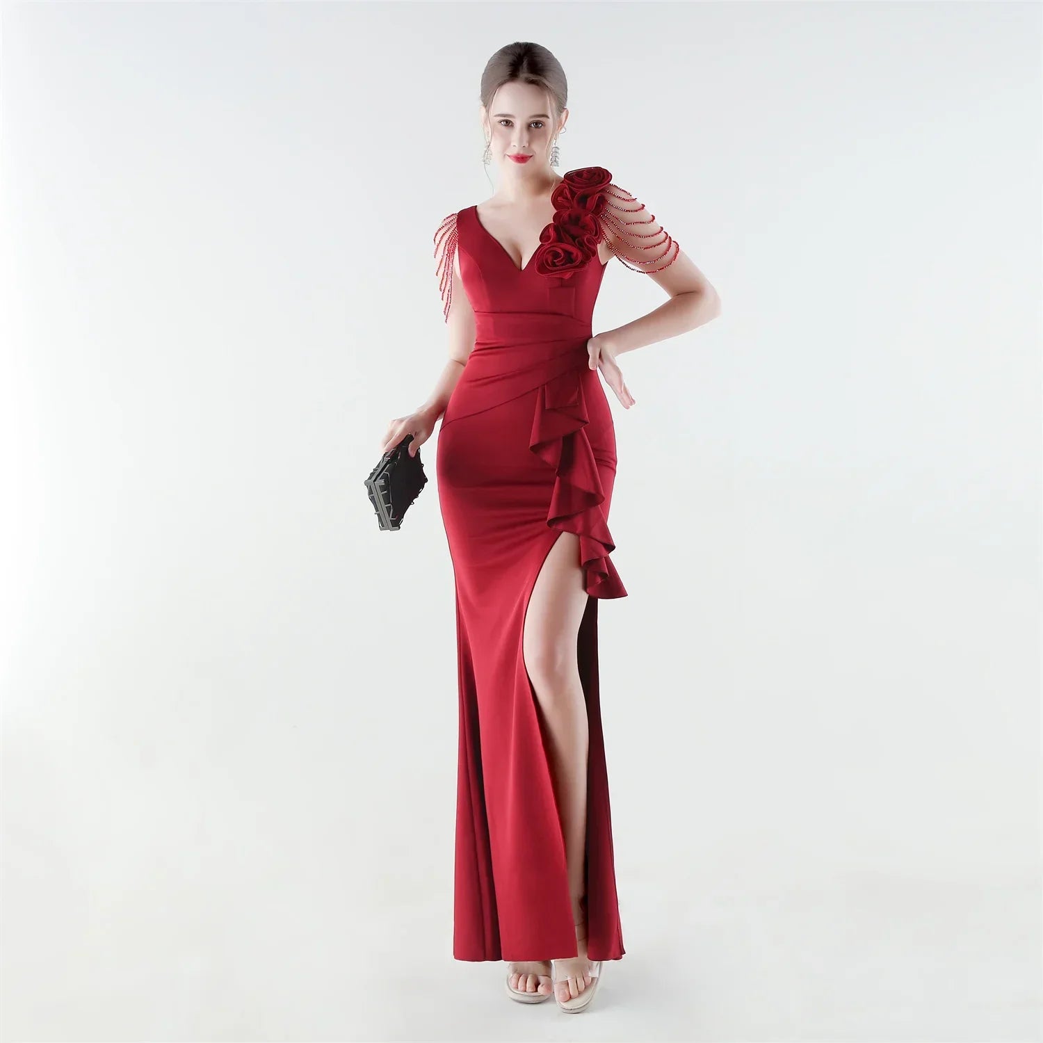 Aurielle™ Dress with Decorated Shoulder and Premium Finish