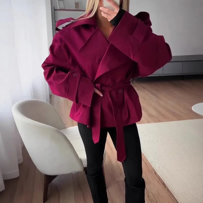 Bellecourt™ Cropped Trench Coat With Tailored Waist Fit