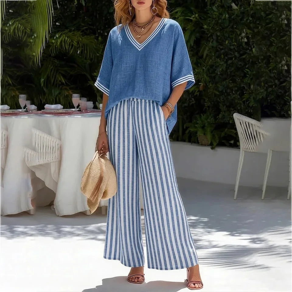 Callenne™ Cotton-Linen Set with Elegant Contrast