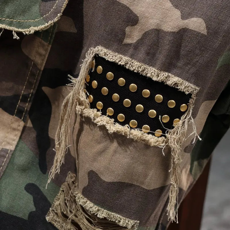 Shorts Treyden™ with Durable Fabric, Camouflage Print and Distressed Details