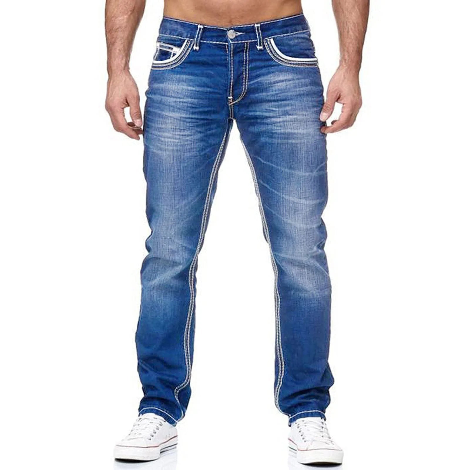 Castelli™ Straight-Leg Jeans With Stonewashed Finish And Contrast Stitching