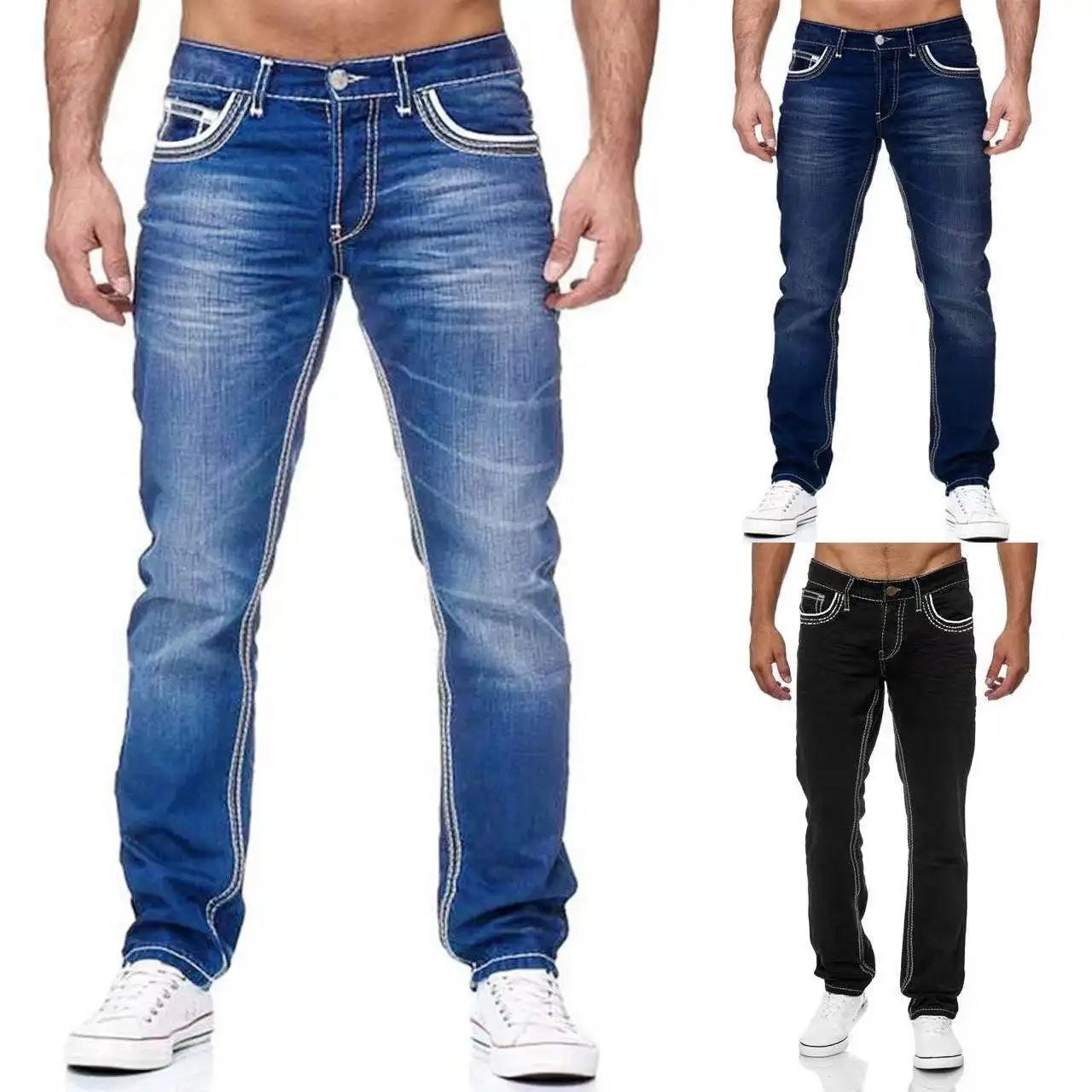 Castelli™ Straight-Leg Jeans With Stonewashed Finish And Contrast Stitching