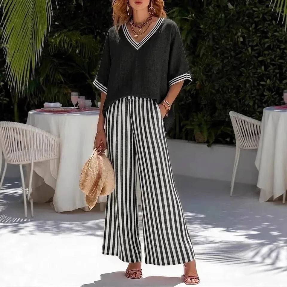 Callenne™ Cotton-Linen Set with Elegant Contrast