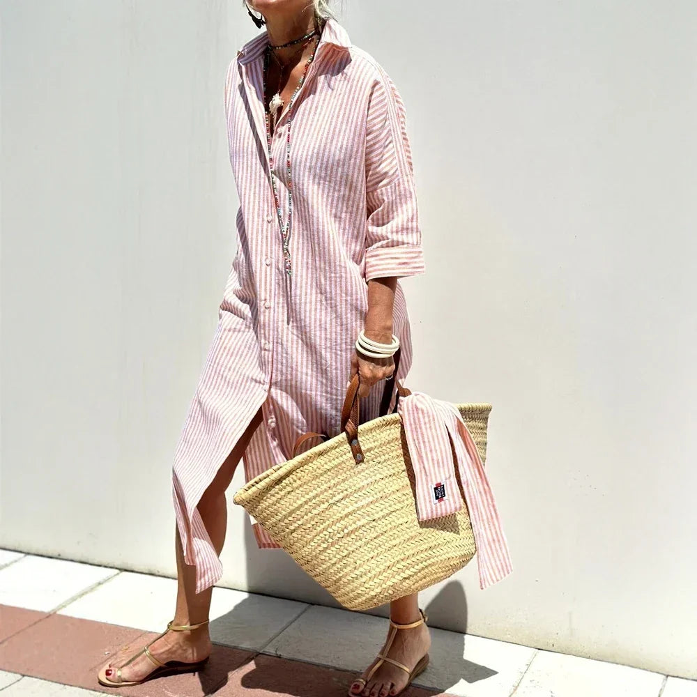 Bellavita™ Dress With Vertical Stripes and Fluid Fit