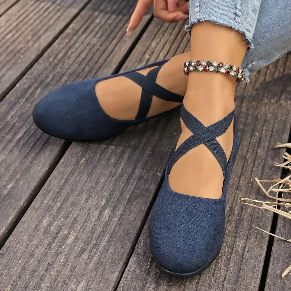 Alouette™ Shoes With Suede-Like Finish and Crisscross Straps