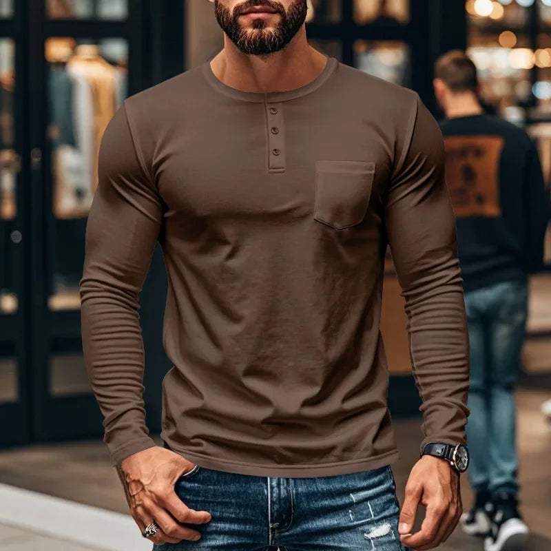 Northline™ Long Sleeve Shirt With Henley Collar and Tailored Fit