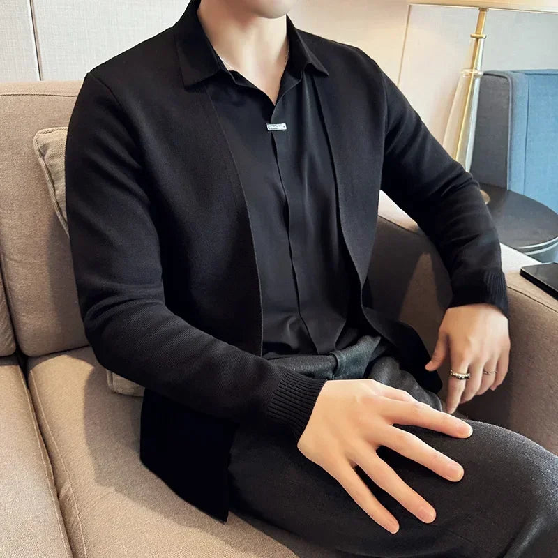 Men’s Layered Shirt with Cardigan Effect – Refined Overlay Design for Maximum Practicality