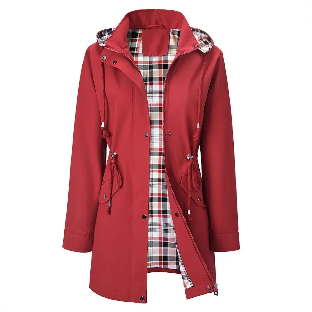Bellavine™ Waterproof Coat with Checkered Lining and Sophisticated Design