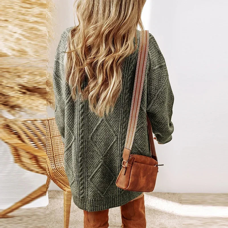 Bellmont™ Oversized Long Sweater in Hand-Knitted Fabric