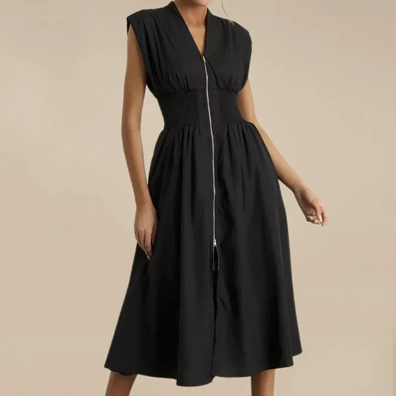 Valenza™ Dress in Premium Twill with Defined Waist / Precise Cut, Imposing Silhouette, and Contemporary Style!
