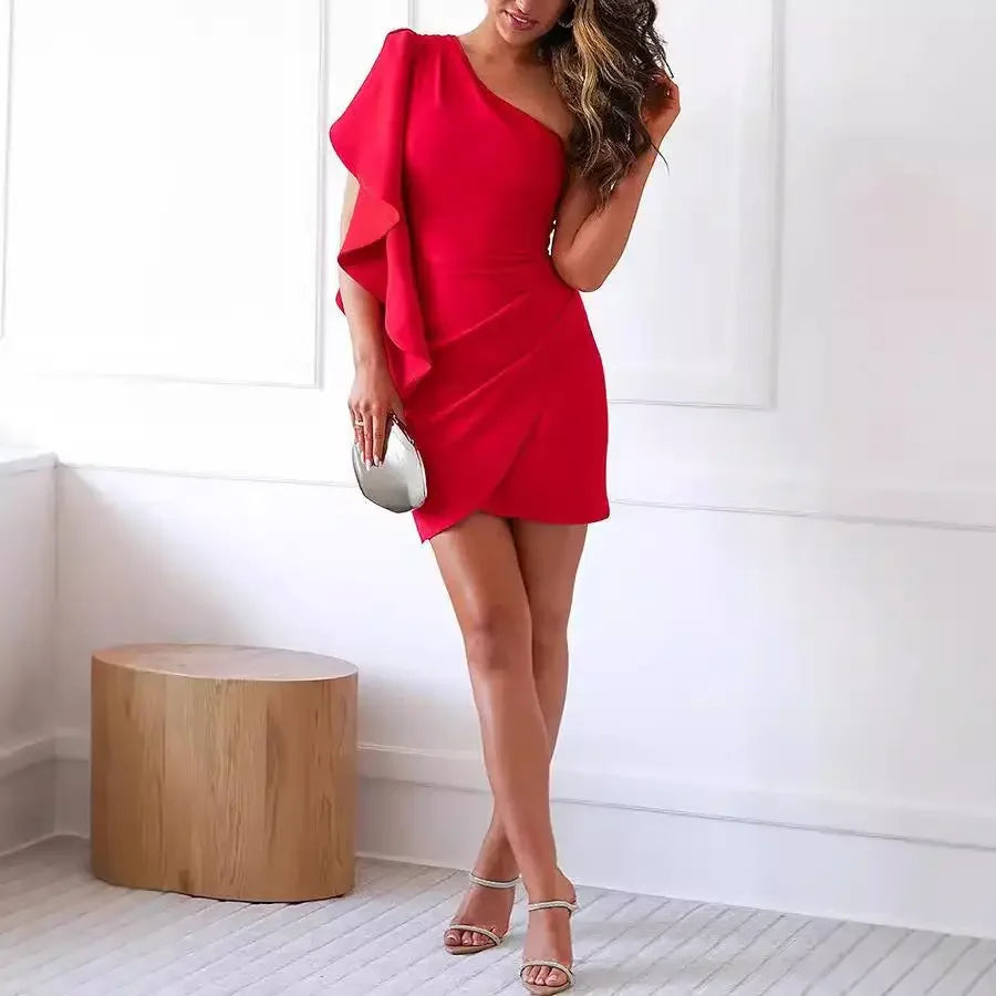 Ravienne™ Dress with Asymmetrical Cutout and Elegant Draping