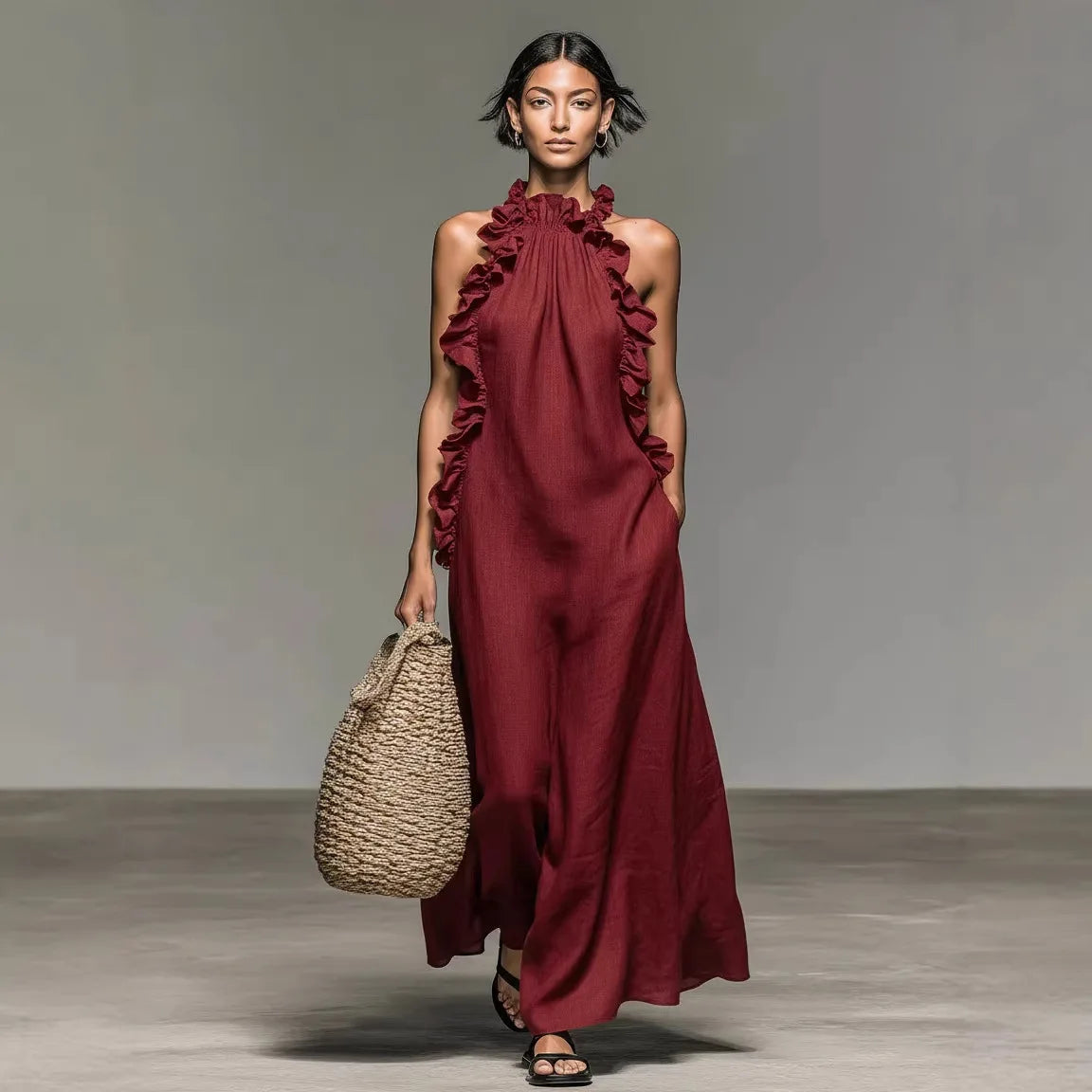 Velisse™ Dress with Ruffle Trim and Relaxed Flowy Silhouette.