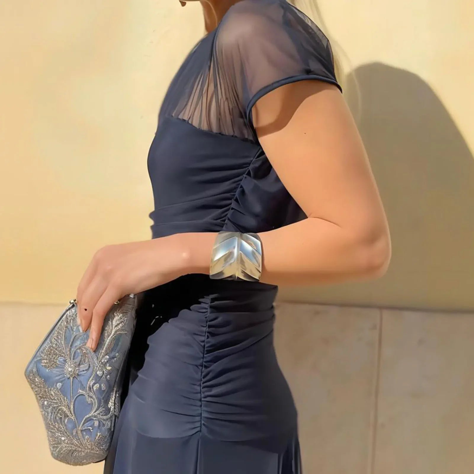 Athens™ Maxi Dress with Sheer Short Sleeves and Tiered Skirt